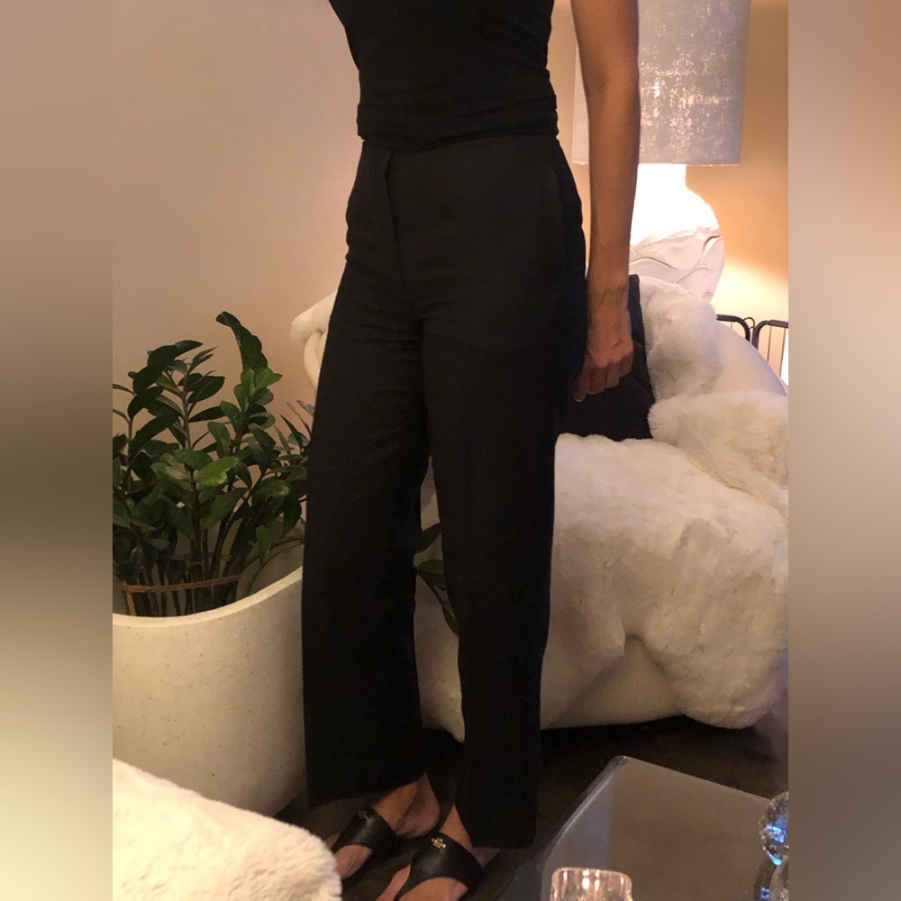 Black Linen Blend Dress Pants